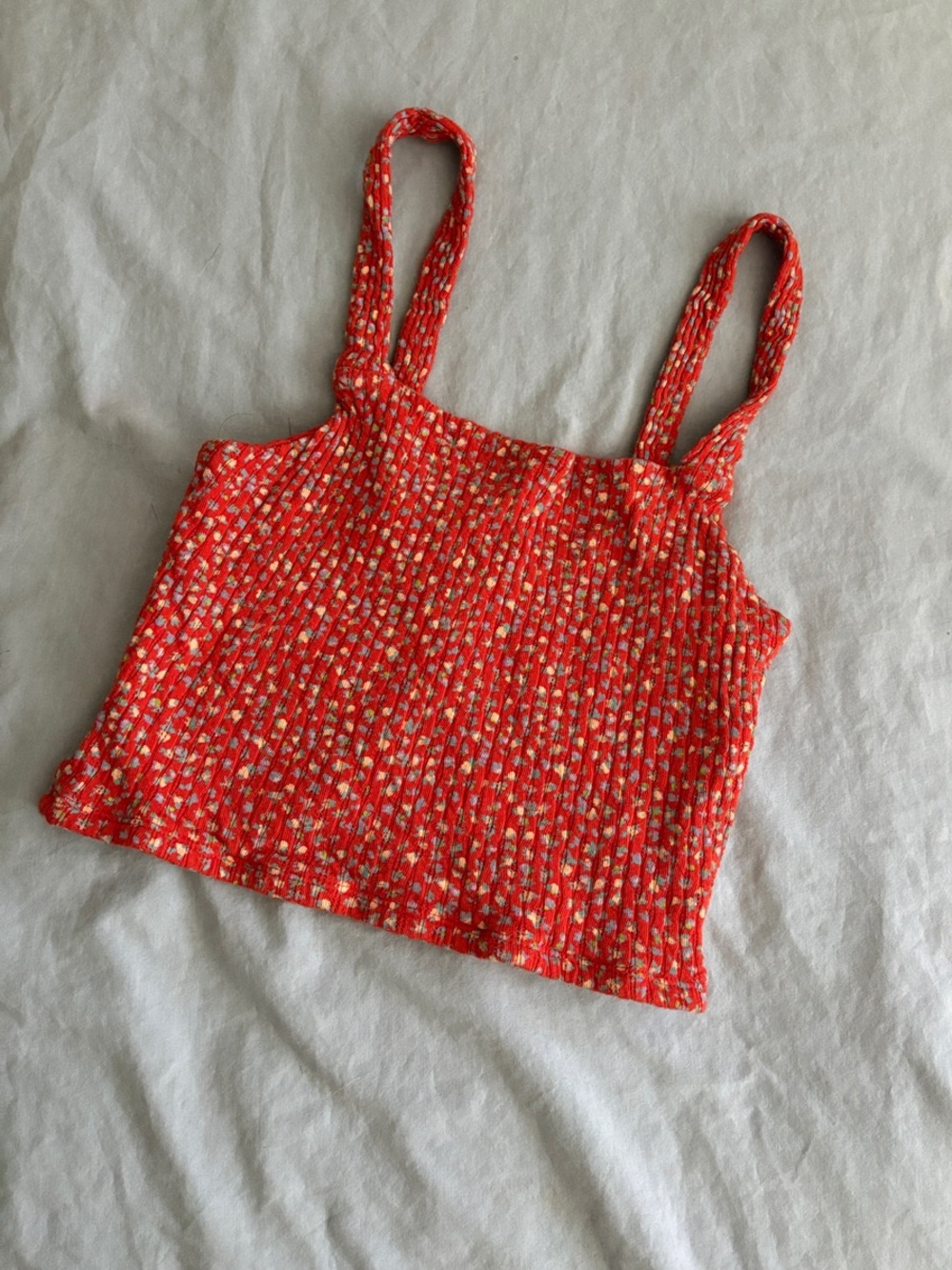 American Eagle Outfitters Red Floral Smocked Cami